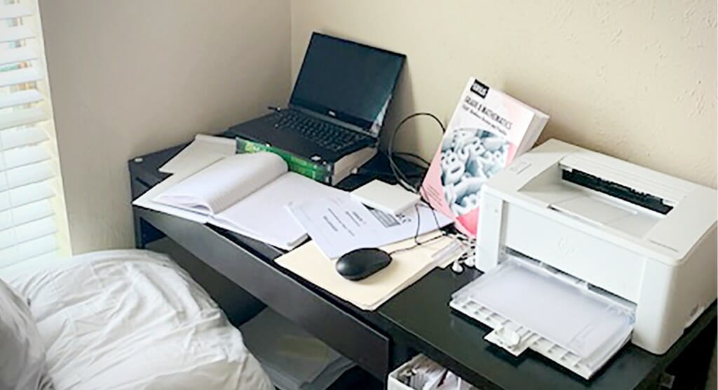 Teacher, Adeline Vargas's, home classroom setup.